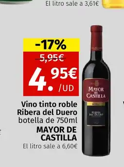 Maskom Supermercados MAYOR DE CASTILLA Vino tinto roble Ribera del Duero oferta
