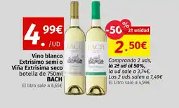 Maskom Supermercados BACH Vino blanco Extrísimo semi o Viña Extrísima seco oferta