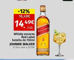Maskom Supermercados JOHNNIE WALKER Whisky escoces Red Label oferta