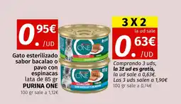 Maskom Supermercados PURINA ONE Gato esterilizado sabor bacalao o pavo con espinacas oferta