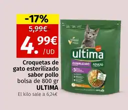 Maskom Supermercados ULTIMA Croquetas de gato esterilizado sabor pollo oferta