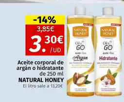 Maskom Supermercados NATURAL HONEY Aceite corporal de argán o hidratante oferta