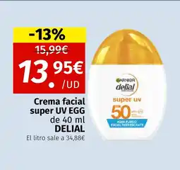 Maskom Supermercados DELIAL Crema facial super UV EGG oferta