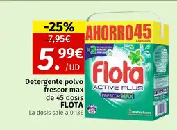 Maskom Supermercados FLOTA Detergente polvo frescor max de 45 dosis oferta