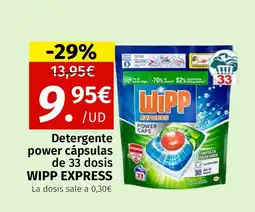 Maskom Supermercados WIPP EXPRESS Detergente power cápsulas de 33 dosis oferta