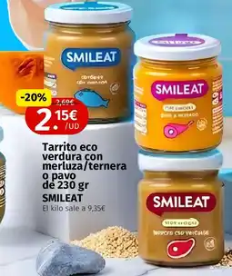 Maskom Supermercados SMILEAT Tarrito eco verdura con merluza/ternera o pavo oferta