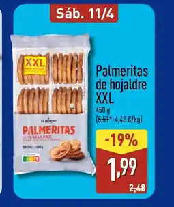 ALDI Palmeritas de hojaldre XXL oferta
