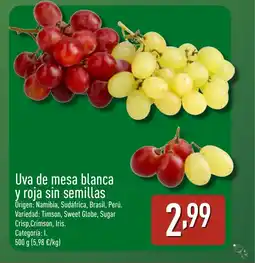 ALDI Uva de mesa blanca y roja sin semillas oferta
