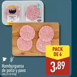 ALDI Hamburguesa de pollo y pavo oferta