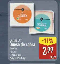 ALDI LA TABLA Queso de cabra oferta
