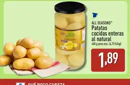 ALDI ALL SEASONS Patatas cocidas enteras al natural oferta