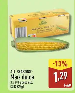 ALDI ALL SEASONS Maíz dulce oferta