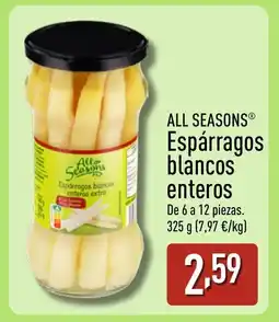ALDI ALL SEASONS Espárragos blancos enteros oferta