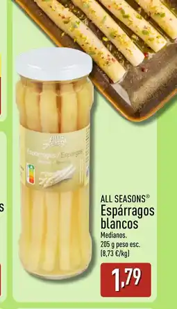 ALDI ALL SEASONS Espárragos blancos oferta
