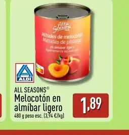 ALDI ALL SEASONS Melocotón en almíbar ligero oferta
