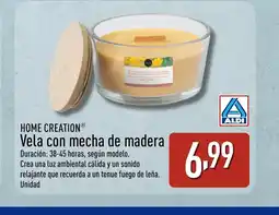 ALDI HOME CREATION Vela con mecha de madera oferta