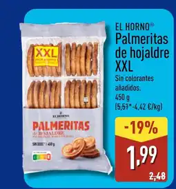 ALDI EL HORNO Palmeritas de hojaldre XXL oferta