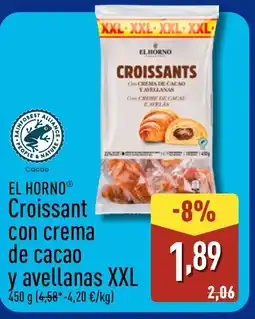 ALDI EL HORNO Croissant con crema de cacao y avellanas XXL oferta