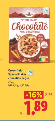 Lidl CROWNFIELD Special Flakes chocolate negro oferta