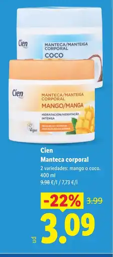 Lidl CIEN Manteca corporal oferta