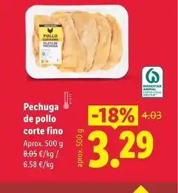 Lidl Pechuga de pollo corte fino oferta