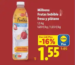 Lidl MILBONA Frutas bebible fresa y plátano oferta