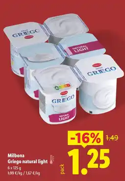 Lidl MILBONA Griego natural light oferta