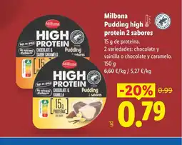 Lidl MILBONA Pudding high protein 2 sabores oferta