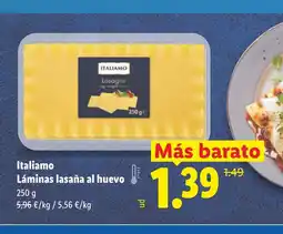 Lidl ITALIAMO Láminas lasaña al huevo oferta