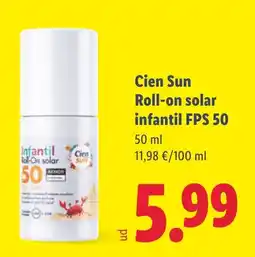 Lidl CIEN Sun Roll-on solar infantil FPS 50 oferta