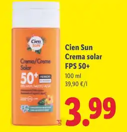 Lidl CIEN SUN Crema solar FPS 50+ oferta