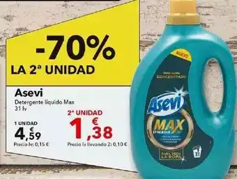 Clarel -70% La 2a Unidad Asevi Detergente Liquido Max oferta