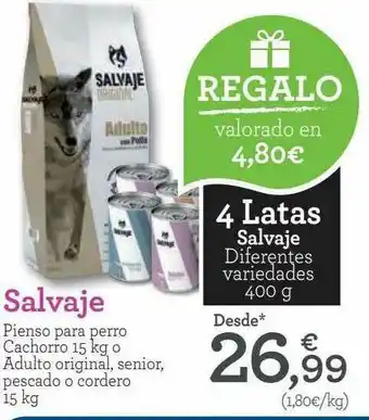 TiendAnimal Salvaje Pienso Para Perro Cachorro 15kg O Adulto Original Senior Pescado O Cordero oferta