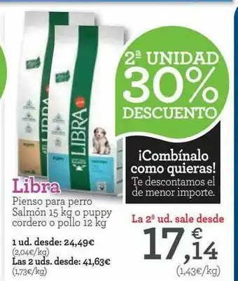 TiendAnimal 2a Unidad 30% Descuento Libra Pienso Para Perro Salmón 15 Kg O Puppy Cordero O Pollo oferta