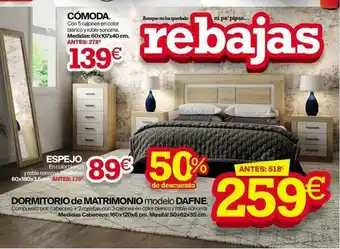 Tifón Hipermueble Cómoda Espejo Dormitorio De Matrimonio Modelo Dafne oferta