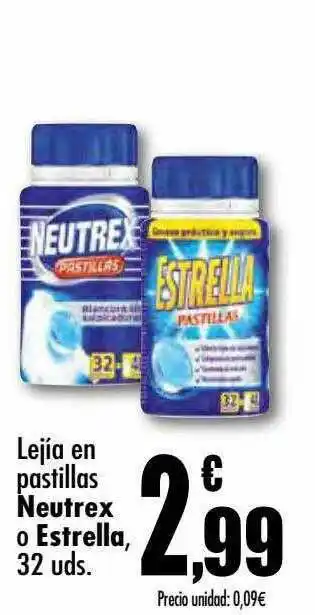 Unide Supermercados Lejía En Pastillas Neutrex O Estrella 32 Uds oferta