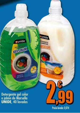 Unide Supermercados Detergente Gel Color O Jabón De Marsella Unide oferta