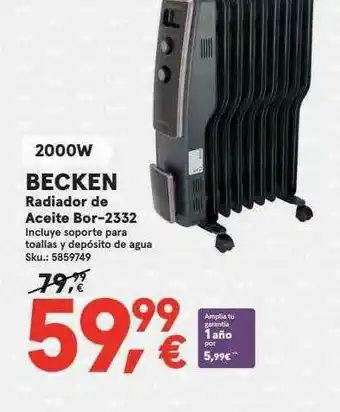 Becken Radiador De Aceite Bor-2332