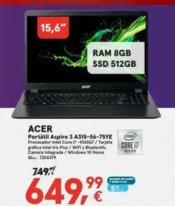 Worten Acer Portántil Aspire A315-56-75ye oferta