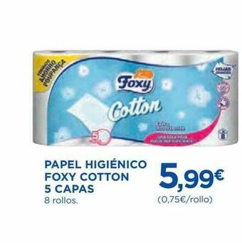 El Corte Inglés Papel Higiénico Foxy Cotton 5 Capas 8 Rollos oferta