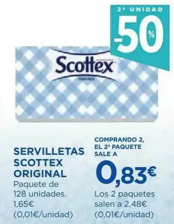 El Corte Inglés 2a Unidad -50% Servilletas Scottex Original oferta