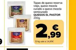 Supeco QUESOS EL PASTOR Tapas de queso reserva viejo, queso mezcla curado o queso mezcla semicurado oferta