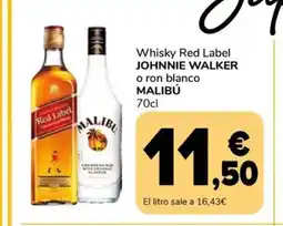 Supeco JOHNNIE WALKER, MALIBÚ Whisky Red Label o ron blanco oferta