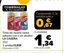 Supeco LA CASERA Tinto de verano varios sabores con o sin alcohol oferta