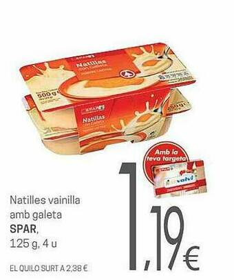 Valvi Supermercats Natilles Vainilla Amb Galeta Spar oferta