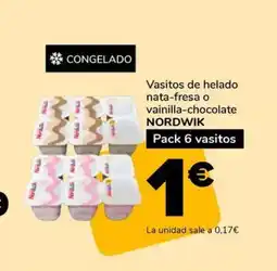 Supeco NORDWIK Vasitos de helado nata-fresa o vainilla-chocolate oferta