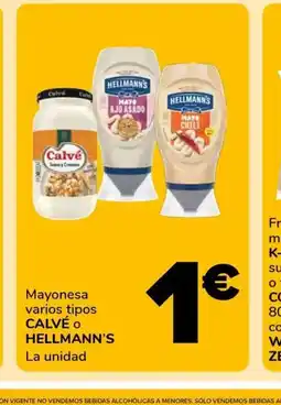 Supeco CALVÉ O HELLMANN'S Mayonesa varios tipos oferta