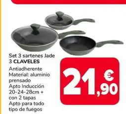 Supeco 3 CLAVELES Set 3 sartenes Jade oferta
