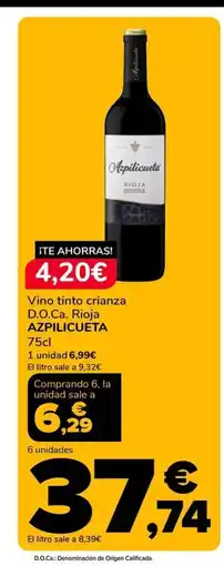 Supeco AZPILICUETA Vino tinto crianza D.O.Ca. Rioja oferta