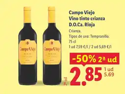 Lidl Campo Viejo Vino tinto crianza D.O.Ca. Rioja oferta